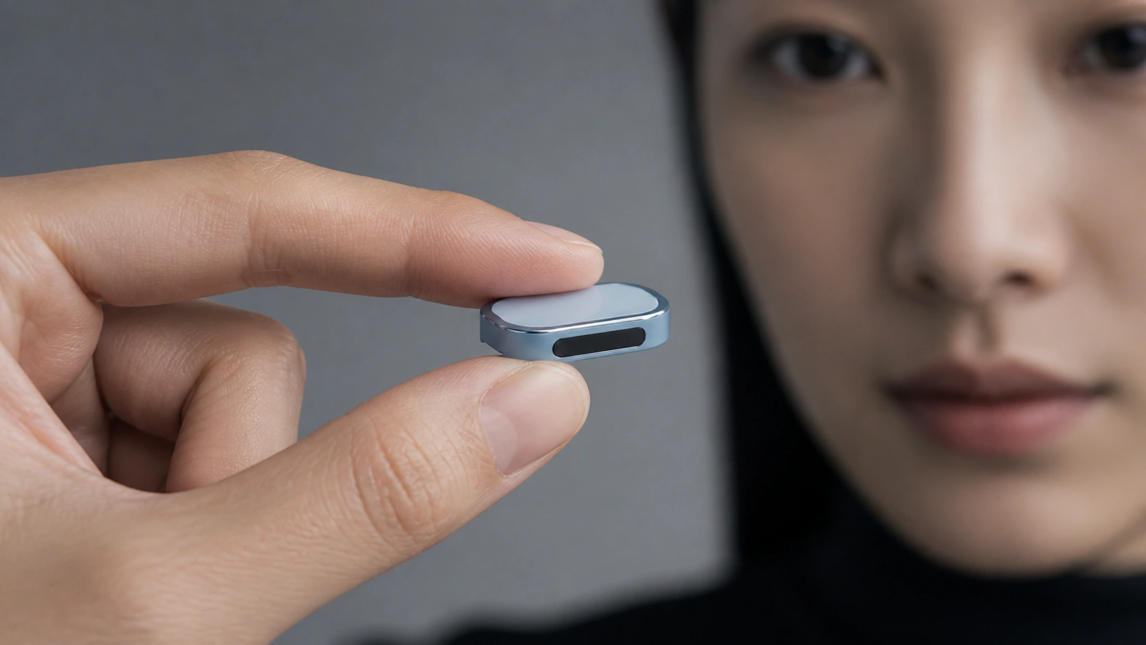 Presence Key held between fingers — design scale study